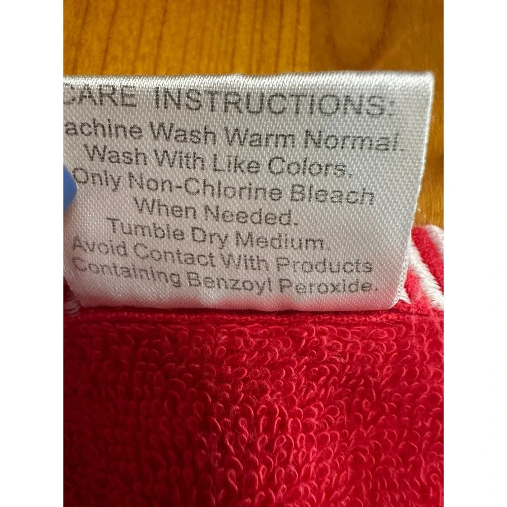 Merry Christmas Red Cotton Hand Towel‎ Embroidered Tree Striped Trim RN 17730